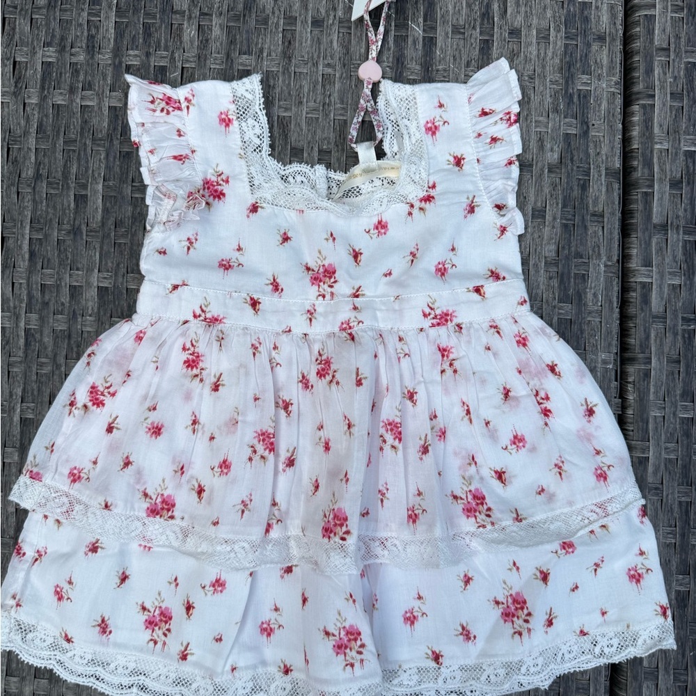LoveShackFancy White and Pink Floral Dress
